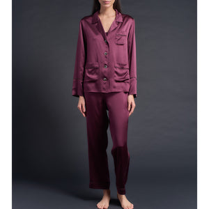 Annabel Pajama Top in Garnet Silk Charmeuse