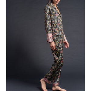 Serena Pajama Pant in Black Lockwood Liberty Print Silk Charmeuse