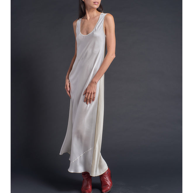 Ariadne Bias Cut Slip Dress in Pearl Topaz Silk Charmeuse