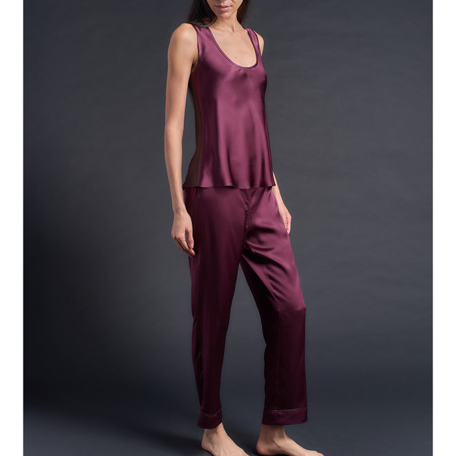 Ariadne Bias Cut Shell in Garnet/Espresso Silk Charmeuse