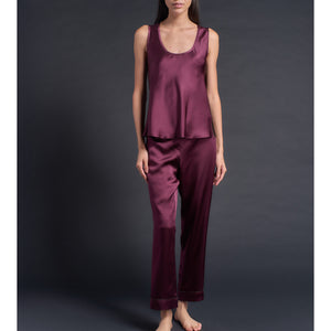 Ariadne Bias Cut Shell in Garnet/Espresso Silk Charmeuse