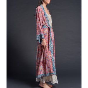 Asteria Kimono Robe in Pink Adelphi Liberty of London Print Silk Crepe De Chine