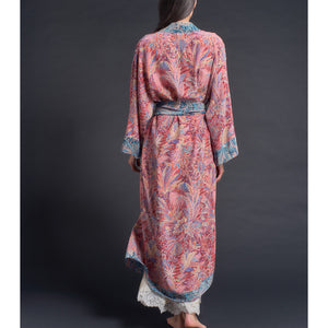 Asteria Kimono Robe in Pink Adelphi Liberty of London Print Silk Crepe De Chine