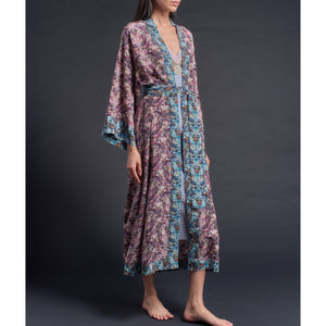 Asteria Kimono Robe in Pink Kaleidoscope Liberty of London Print Silk Crepe De Chine