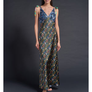 Ava Print Block Liberty Print Silk Charmeuse Slip Dress