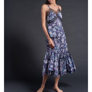 Brigitte Ruffle Skirt in Blue Stately Bouquet Liberty Print Floral Cotton