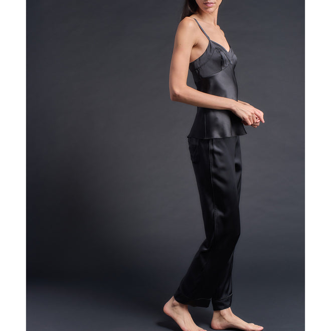 Pandora Camisole in Black Silk Charmeuse