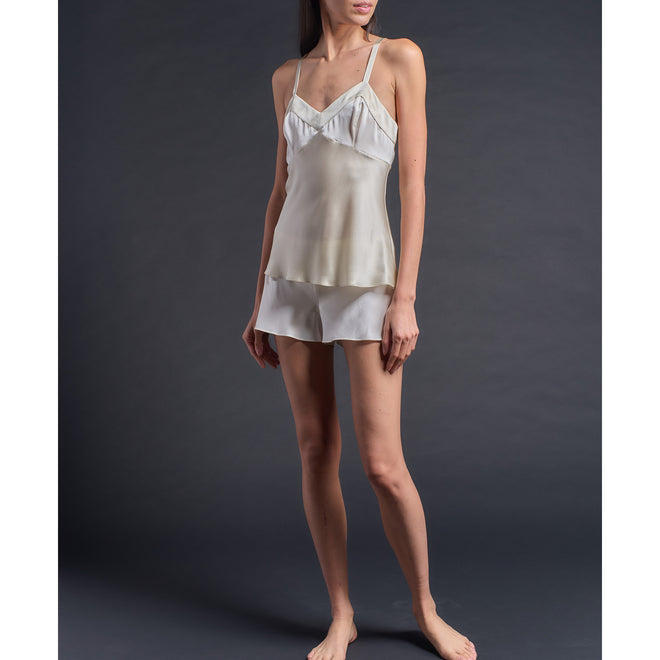 Pandora Camisole in Pearl/Topaz Silk Charmeuse