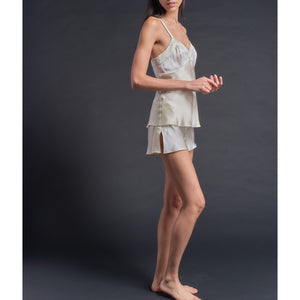 Pandora Camisole in Pearl/Topaz Silk Charmeuse