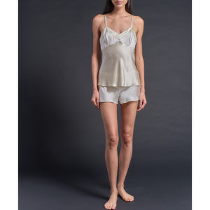 Pandora Camisole in Pearl/Topaz Silk Charmeuse