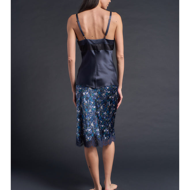 Pandora Camisole in Sapphire/Black Silk Charmeuse