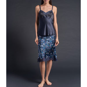 Pandora Camisole in Sapphire/Black Silk Charmeuse