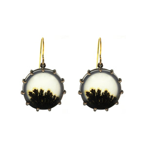 Dendritic Agate Round Drop Earrings