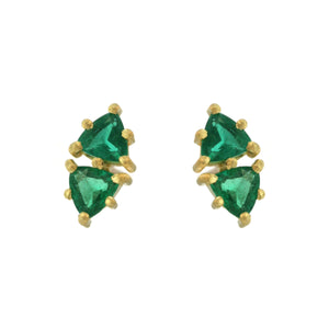 The Double Emerald Trillion Cut Stud Earrings