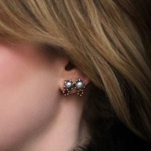 The Pearl + Tourmaline Heart Stud Earring