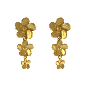 Tapered Triple Plumeria Drop Post Earrings