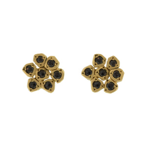 Black Diamond Flower Studs