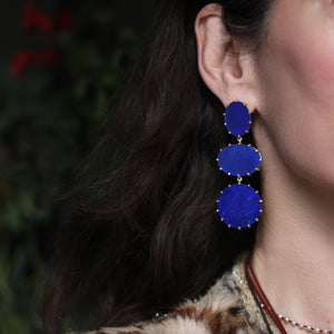 The Lapis 3 Stone Drop Earring