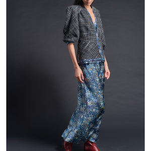Elena Jacket in Blue Wool Boucle