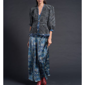 Elena Jacket in Blue Wool Boucle