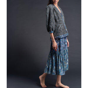 Elena Jacket in Blue Wool Boucle