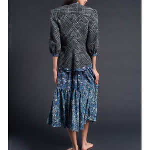 Elena Jacket in Blue Wool Boucle