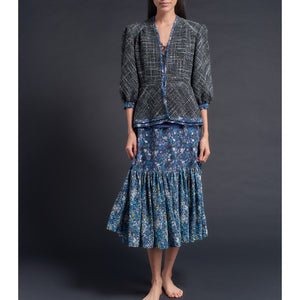 Elena Jacket in Blue Wool Boucle