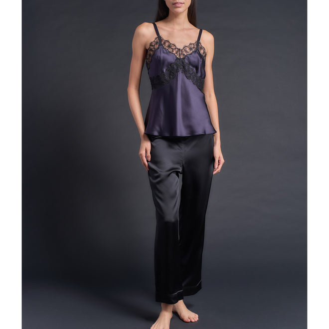Freya Camisole in Aubergine Silk Charmeuse