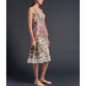 Kali Half Slip in Pink Osterley Liberty Print Silk Charmeuse with Lace