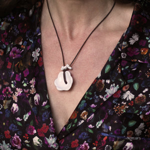 LFrank + Carey Lowell - Porcelain Camellia Flower Bead Pendant