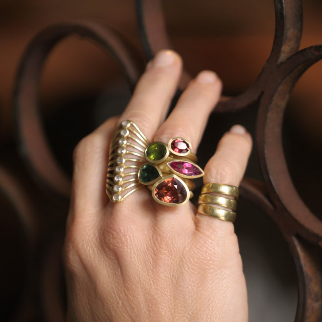 A Molded Pink Pear Shaped Tourmaline Ring - 10th Anniversary Edition