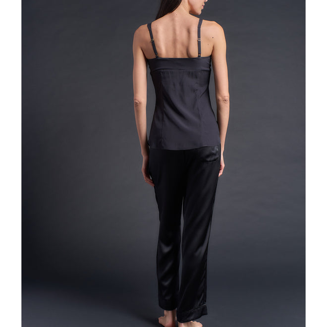 Minerva Camisole in Black Stretch Silk Charmeuse