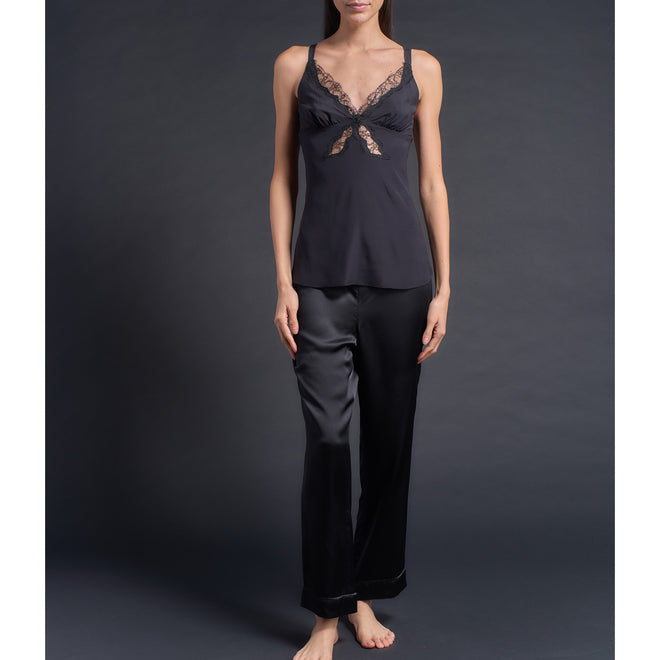 Minerva Camisole in Black Stretch Silk Charmeuse