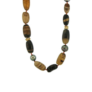 A Banded Agate + Tahitian Pearl Necklace