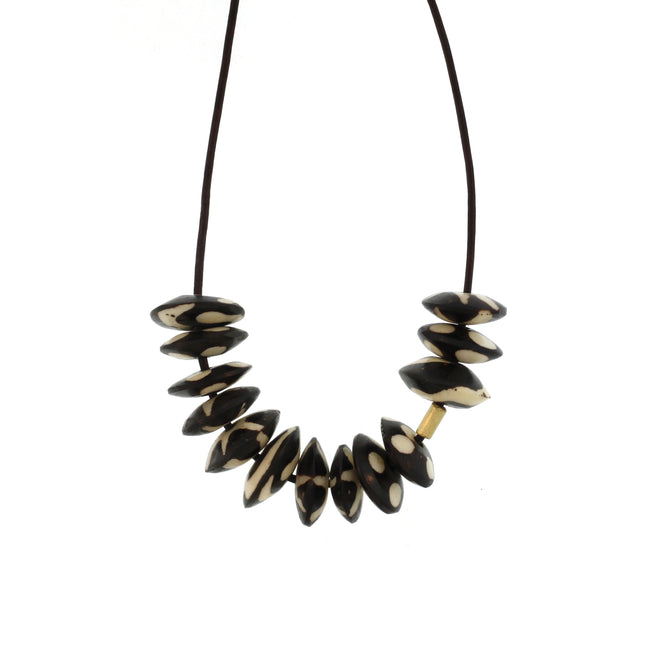 A Batik Dyed Black + White Bead Necklace