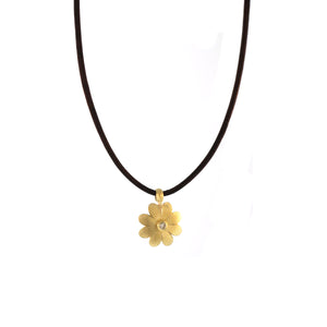 A Black Eyed Susan Flower Pendant on Leather