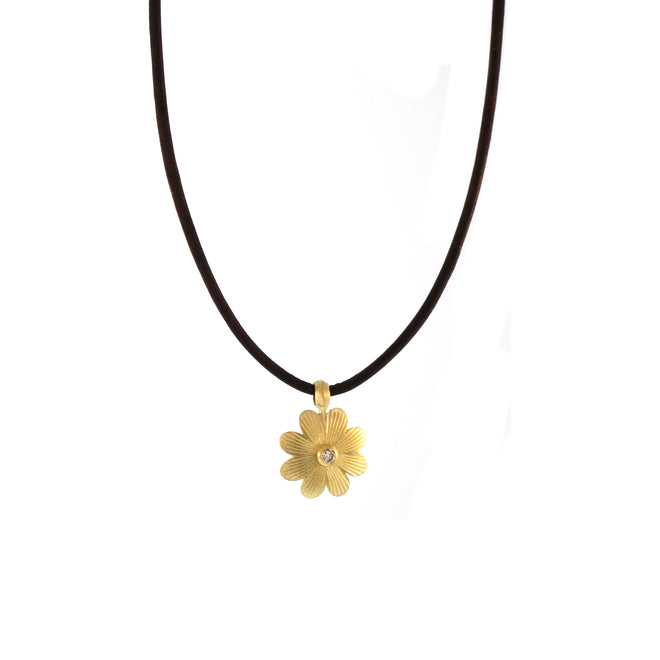 A Black Eyed Susan Flower Pendant on Leather