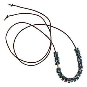 A Vintage Green + Blue Striped Bead Necklace