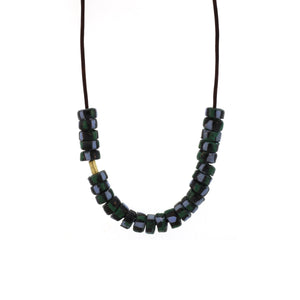 A Vintage Green + Blue Striped Bead Necklace