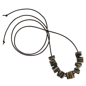 A Blue Grey Striped Bead Necklace