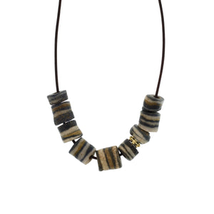 A Blue Grey Striped Bead Necklace