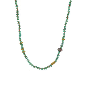 An Emerald, Pearl, + Gold Bead Necklace
