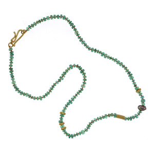An Emerald, Pearl, + Gold Bead Necklace