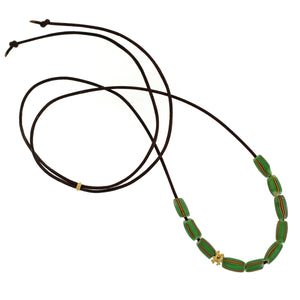 An African Green Striped Bead Necklace