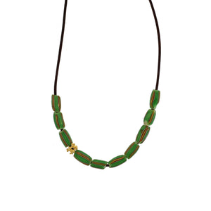 An African Green Striped Bead Necklace