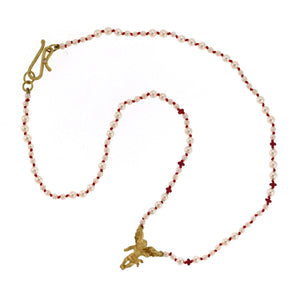 An Angel Necklace with Pearls and Rubies