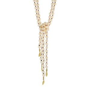 The Freshwater Pearl & Lotus Leaf Double Strand Scarf Necklace
