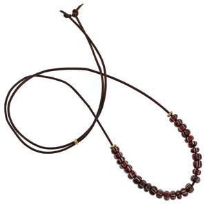 A Red & Black Striped Glass Bead Necklace