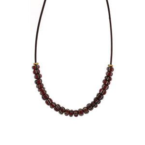 A Red & Black Striped Glass Bead Necklace