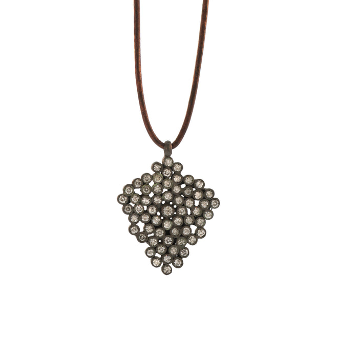 A Diamond Honeycomb Pendant in Blackened Silver